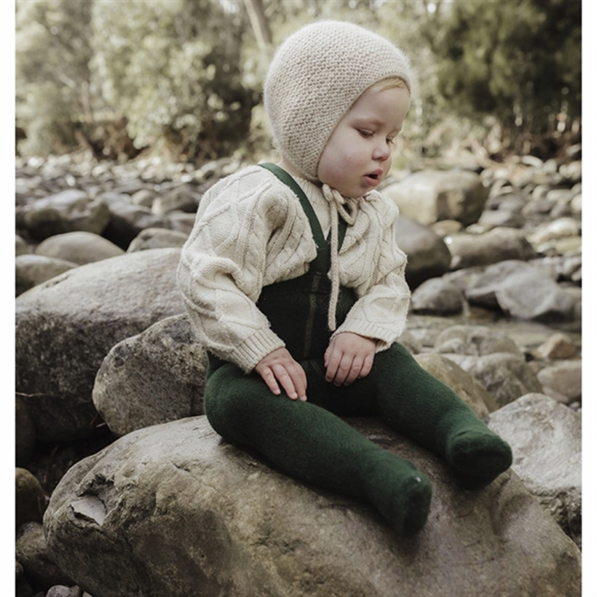 End-of-Week Deals Silly Silas Teddy Warmy Footed Tights Dark Forest Green