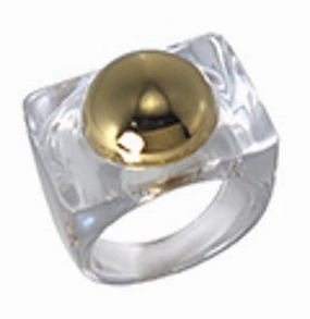 Transparent Square Gold Bubble Ring Last Chance Steal