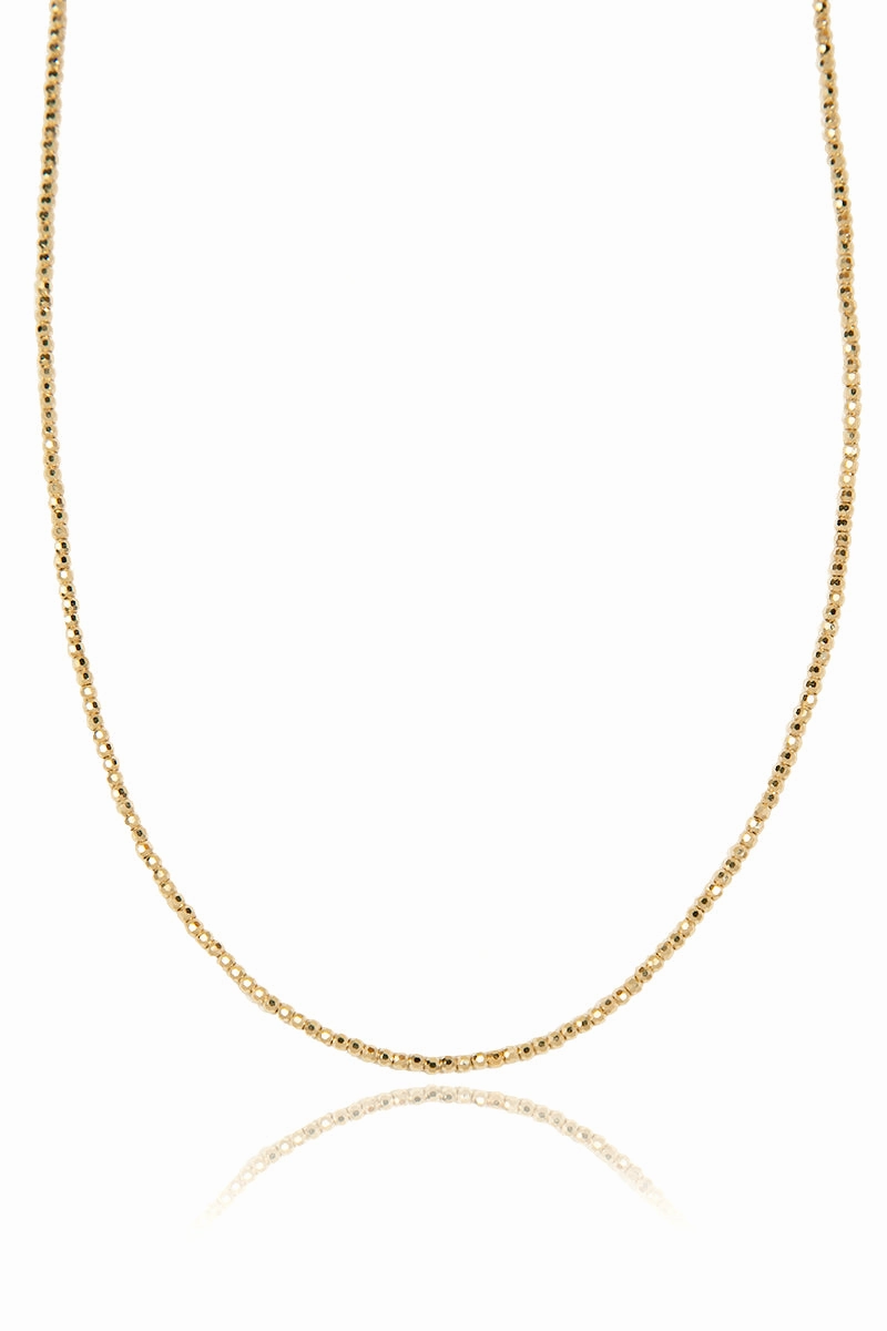 Daily Deal Frenzy 14K Gold Faceted Gold Bead Necklace