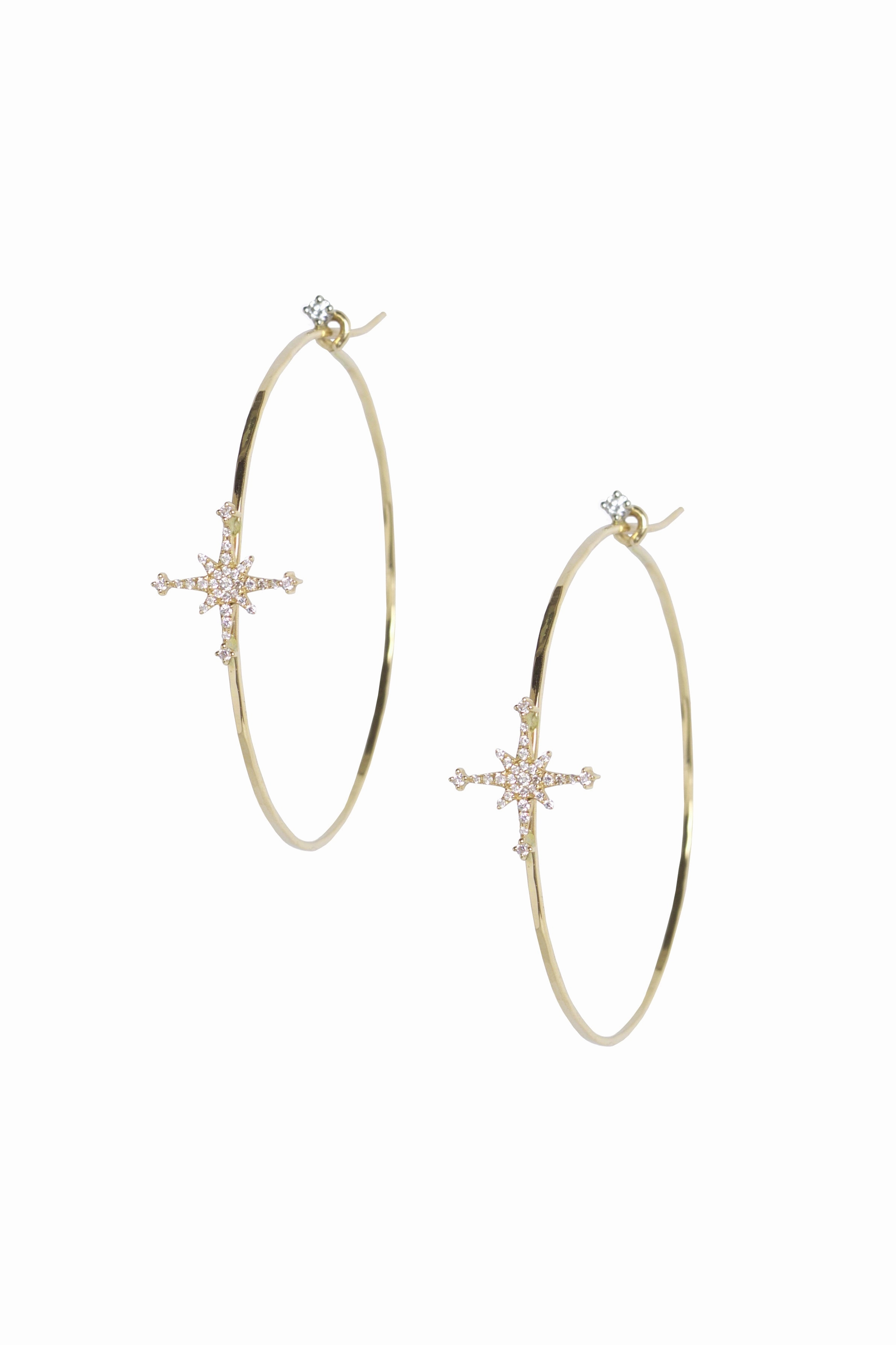 Dont Wait! Save Today Diamond Stella Star Large Hoops Yellow Gold