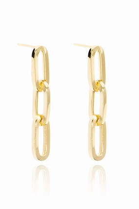 Online Exclusive Deal 925 Gold Plated Double Link Earrings