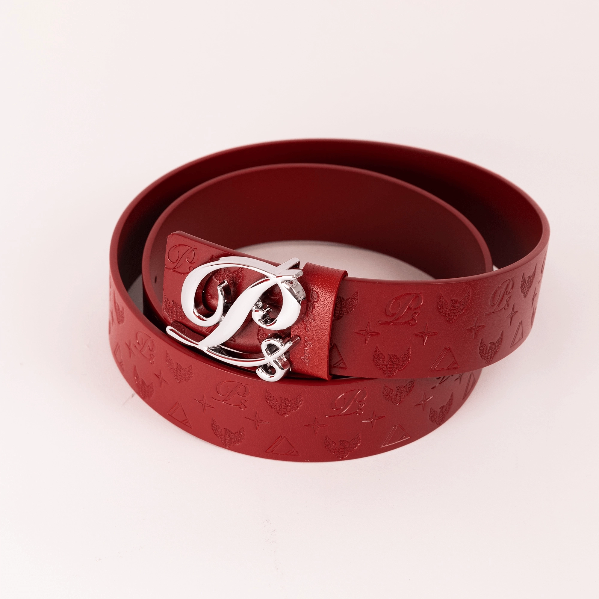 Todays Hot Pick Men'S Monogram Leather Hc Belt Silver Red