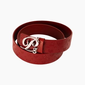 Must-Have Gift Ideas Men'S Monogram Leather Hc Belt Silver Red