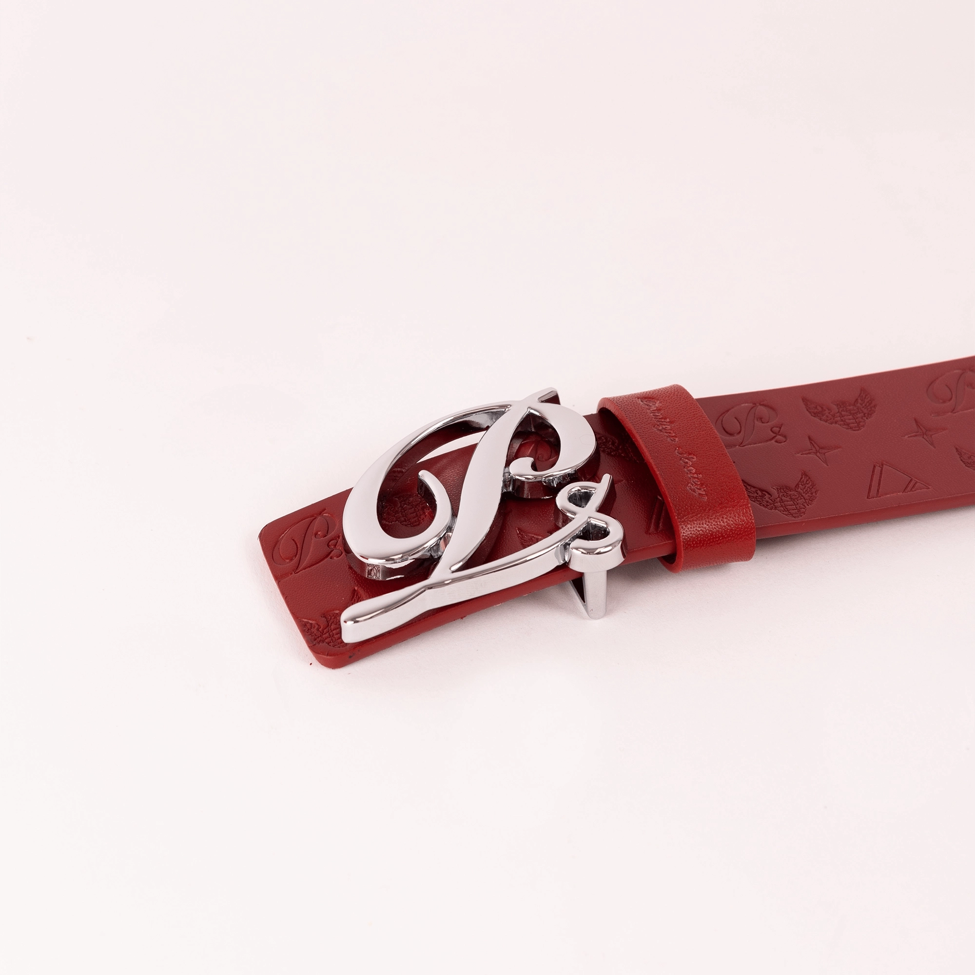 Men'S Monogram Leather Hc Belt Silver Red Big Price Drop