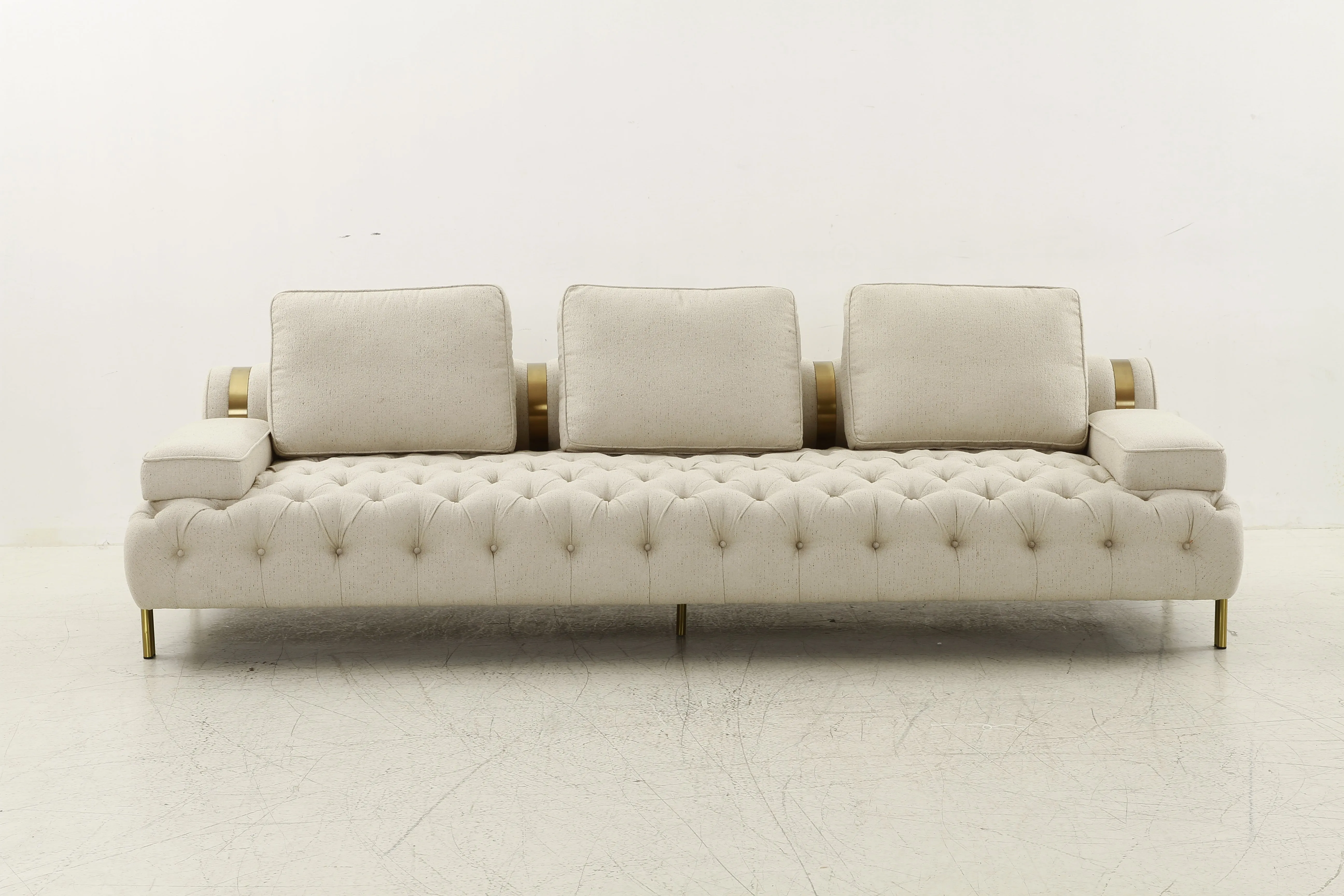 Tufting Beige 4 Seater Sofa
