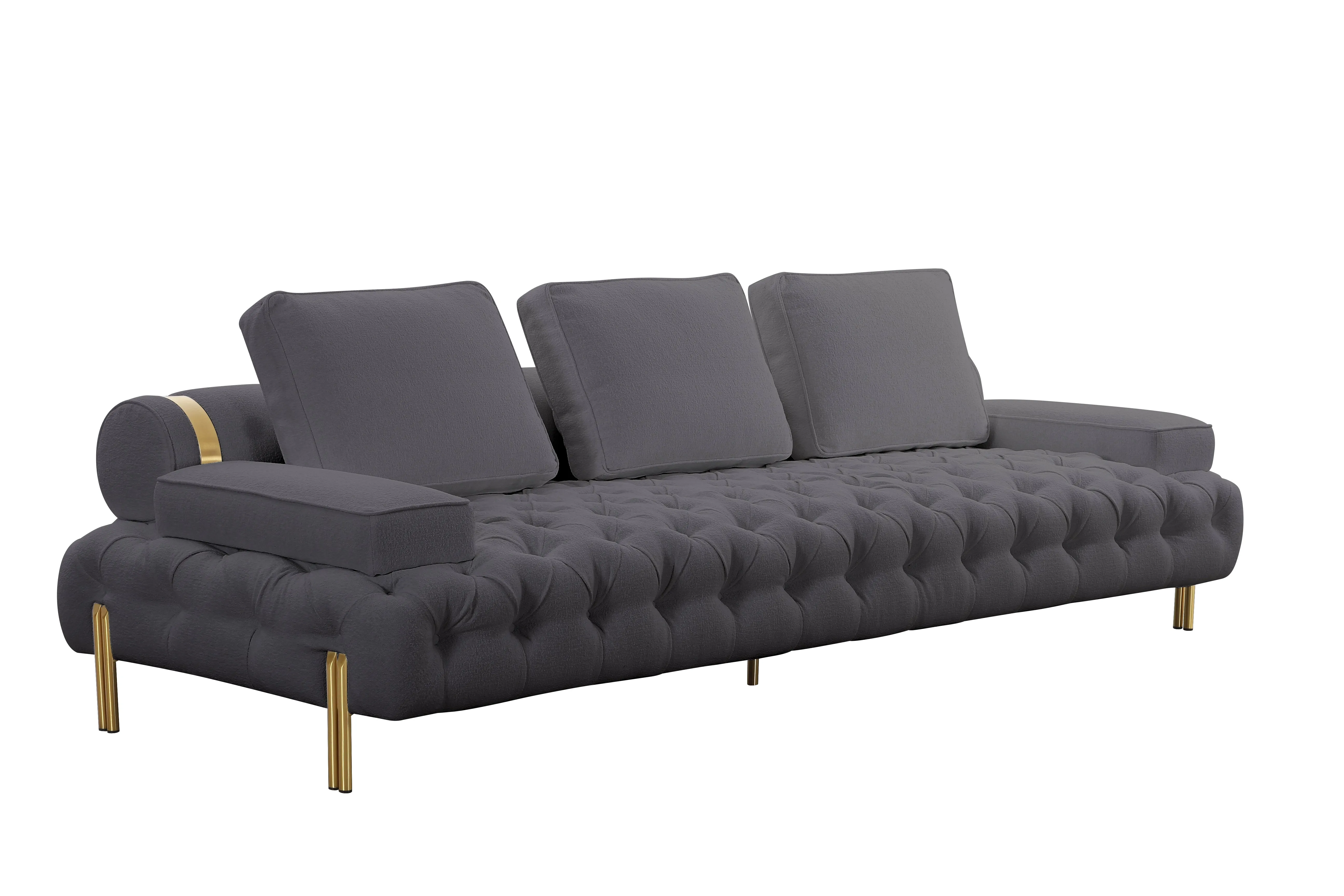 Tufting Dark Grey 3 Seater Sofa