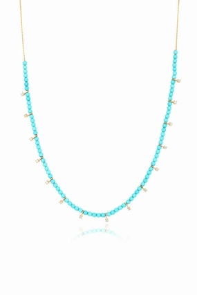 Turquoise Diamond Drop Necklace In 18K Yellow Gold Grab It Fast Hot Deal Alert