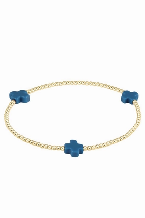 Signature Cross Gold Pattern 2Mm Bead Bracelet - Cobalt Must-Have Steals
