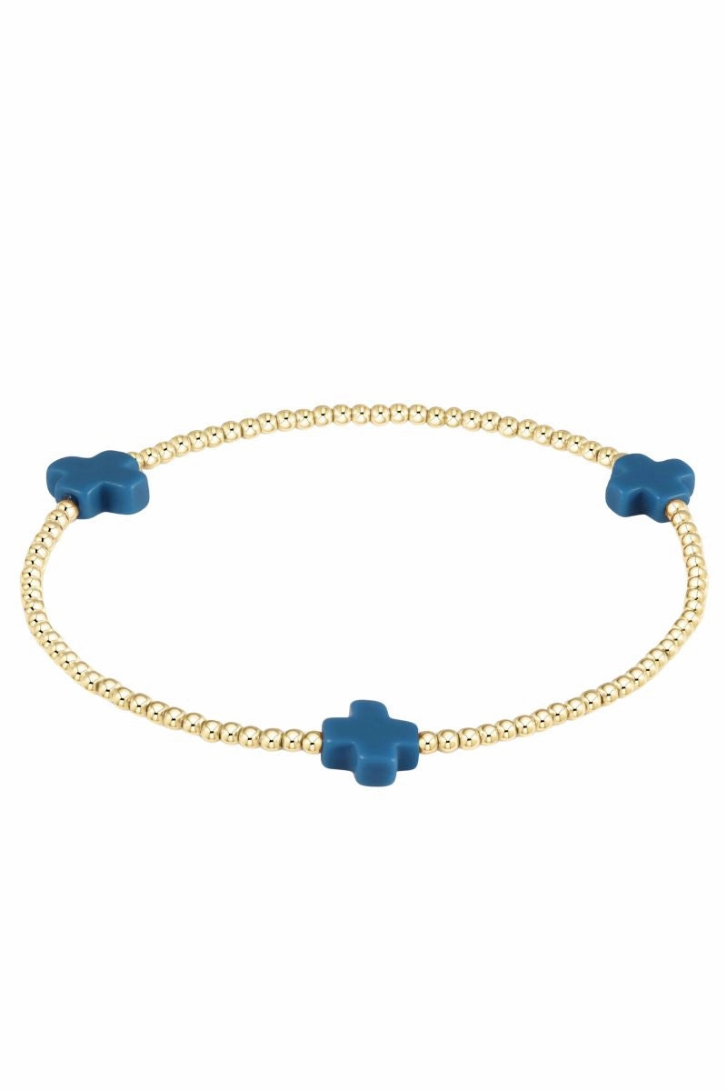 Signature Cross Gold Pattern 2Mm Bead Bracelet - Cobalt Must-Have Steals
