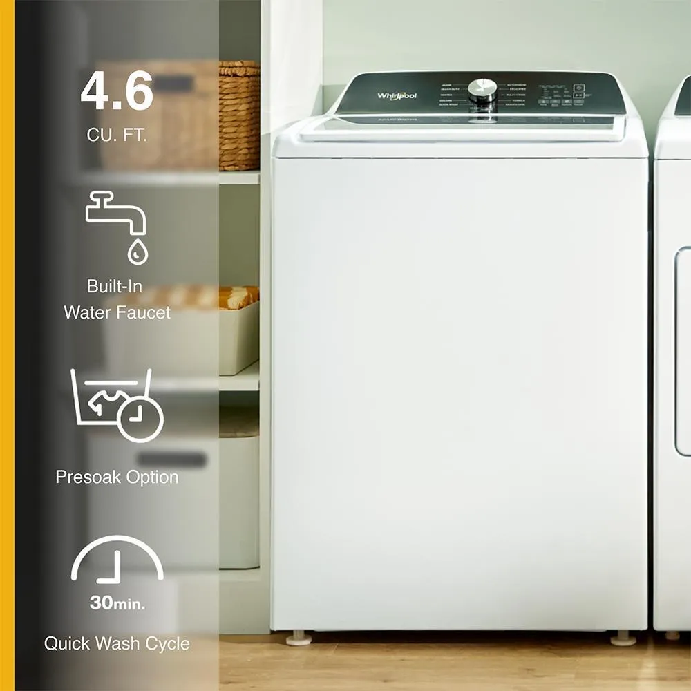 Whirlpool WTW5025SW 4.5 Cu. Ft. Top Load Agitator Washer With Built-In Faucet