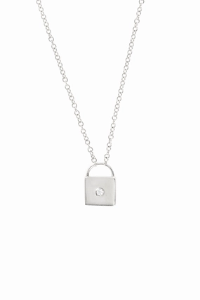 White Gold Lock Pendant Necklace Dont Wait! Save Limited Stock Deals