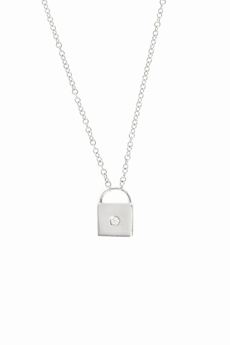White Gold Lock Pendant Necklace Dont Wait! Save Limited Stock Deals