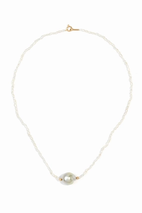 Dont Miss Out! White Natural Oval Keshi Pearl Necklace