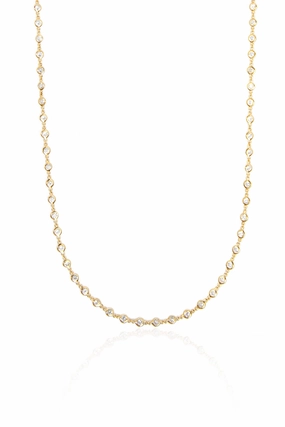 White Sapphire Chain Necklace In Yellow Gold Save Today Only