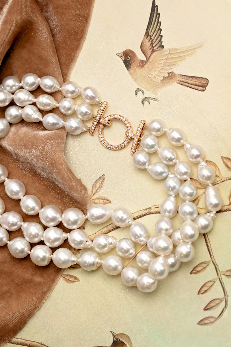 White South Sea Pearl Choker With Rose Gold Diamond Clasp Clearance Alert Now Hot Savings Alert