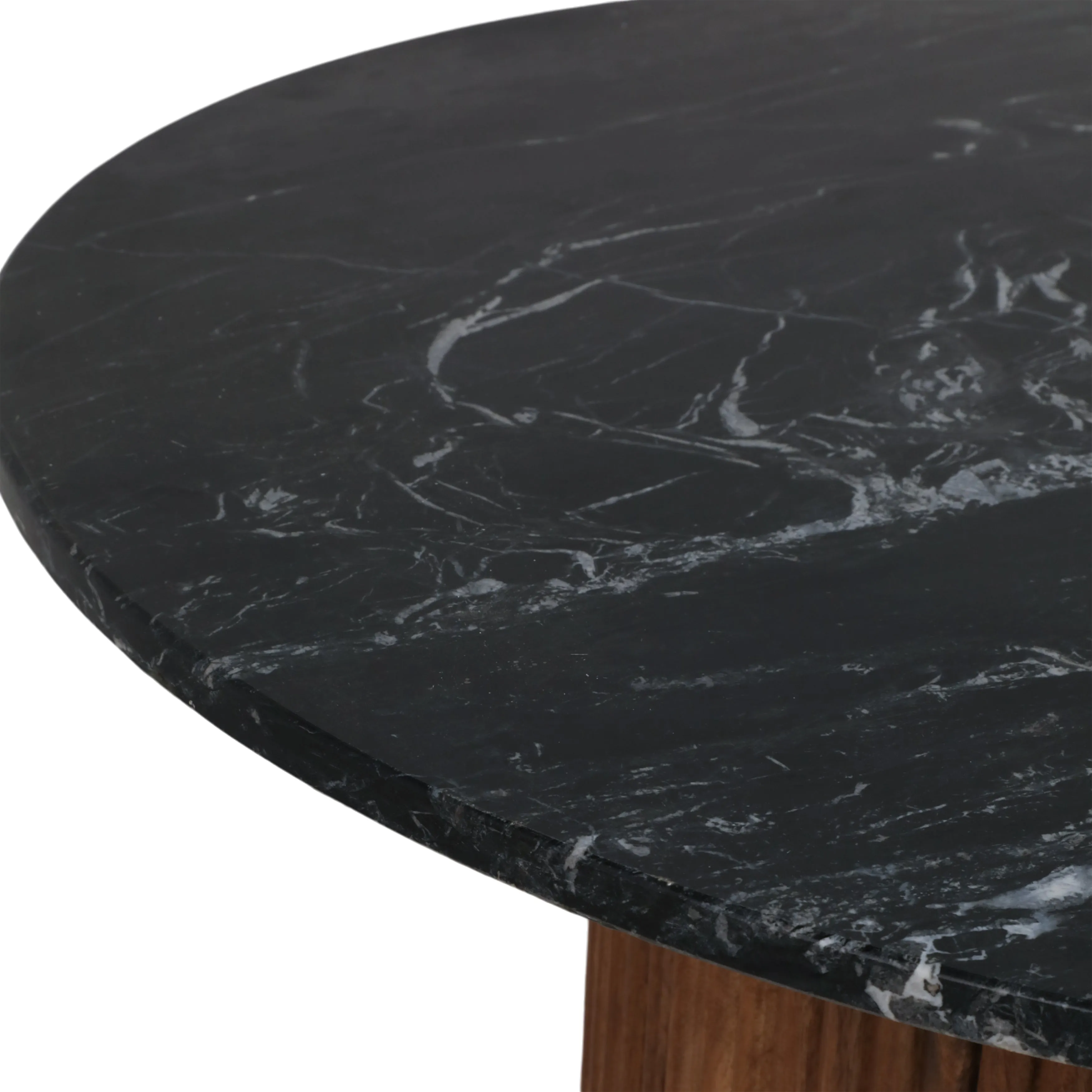 Wood/Marble, 34"D Reeded Coffee Table, Brwn/Blk Kd