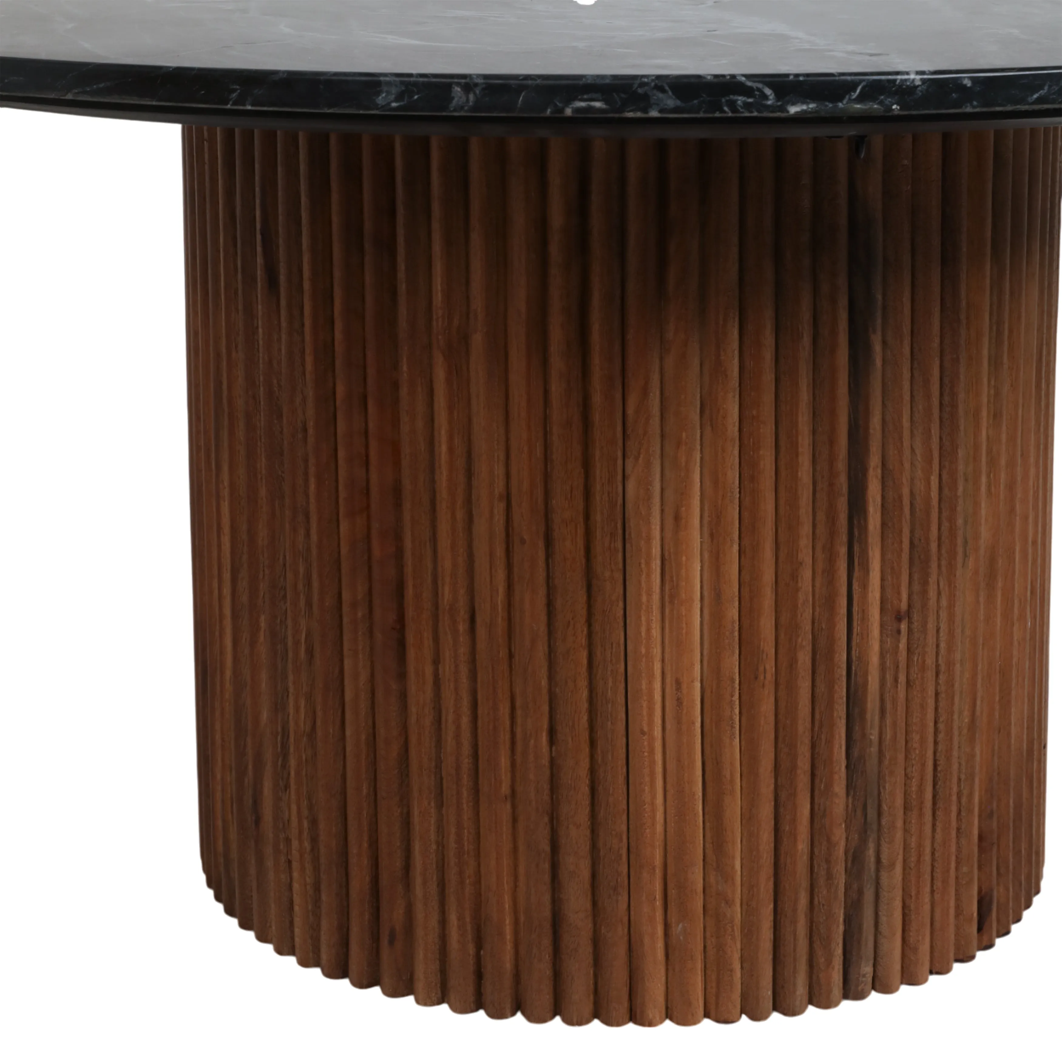 Wood/Marble, 34"D Reeded Coffee Table, Brwn/Blk Kd