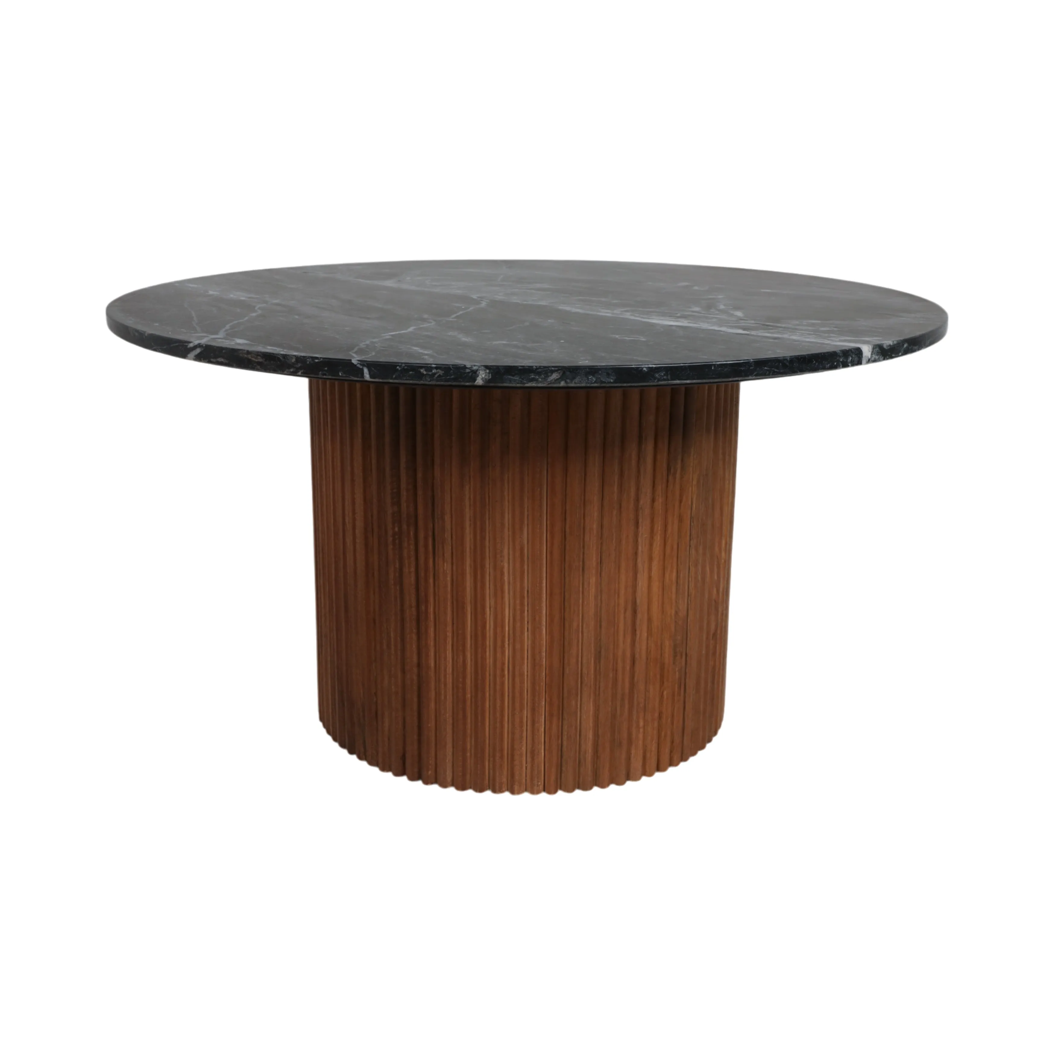Wood/Marble, 34"D Reeded Coffee Table, Brwn/Blk Kd