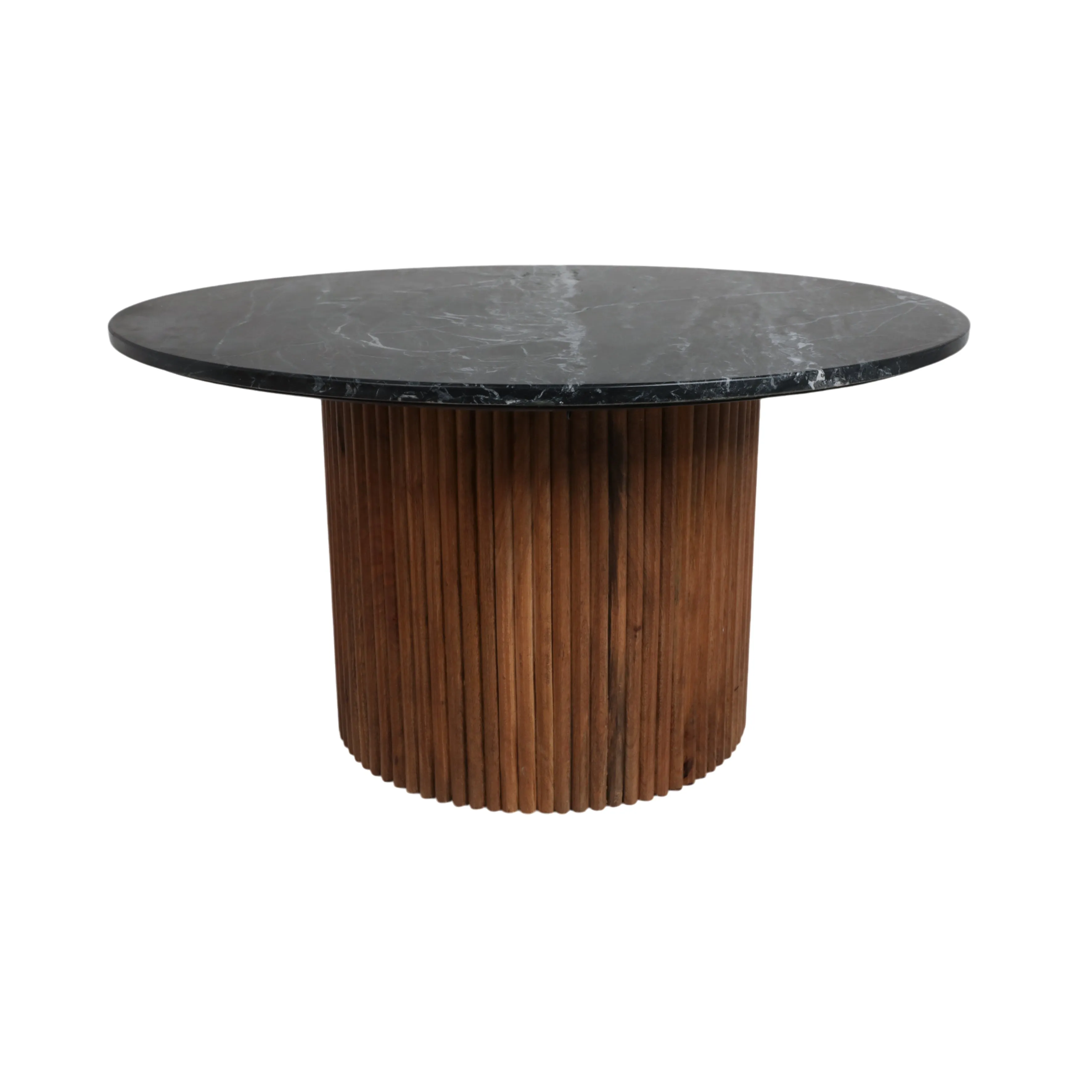 Wood/Marble, 34"D Reeded Coffee Table, Brwn/Blk Kd