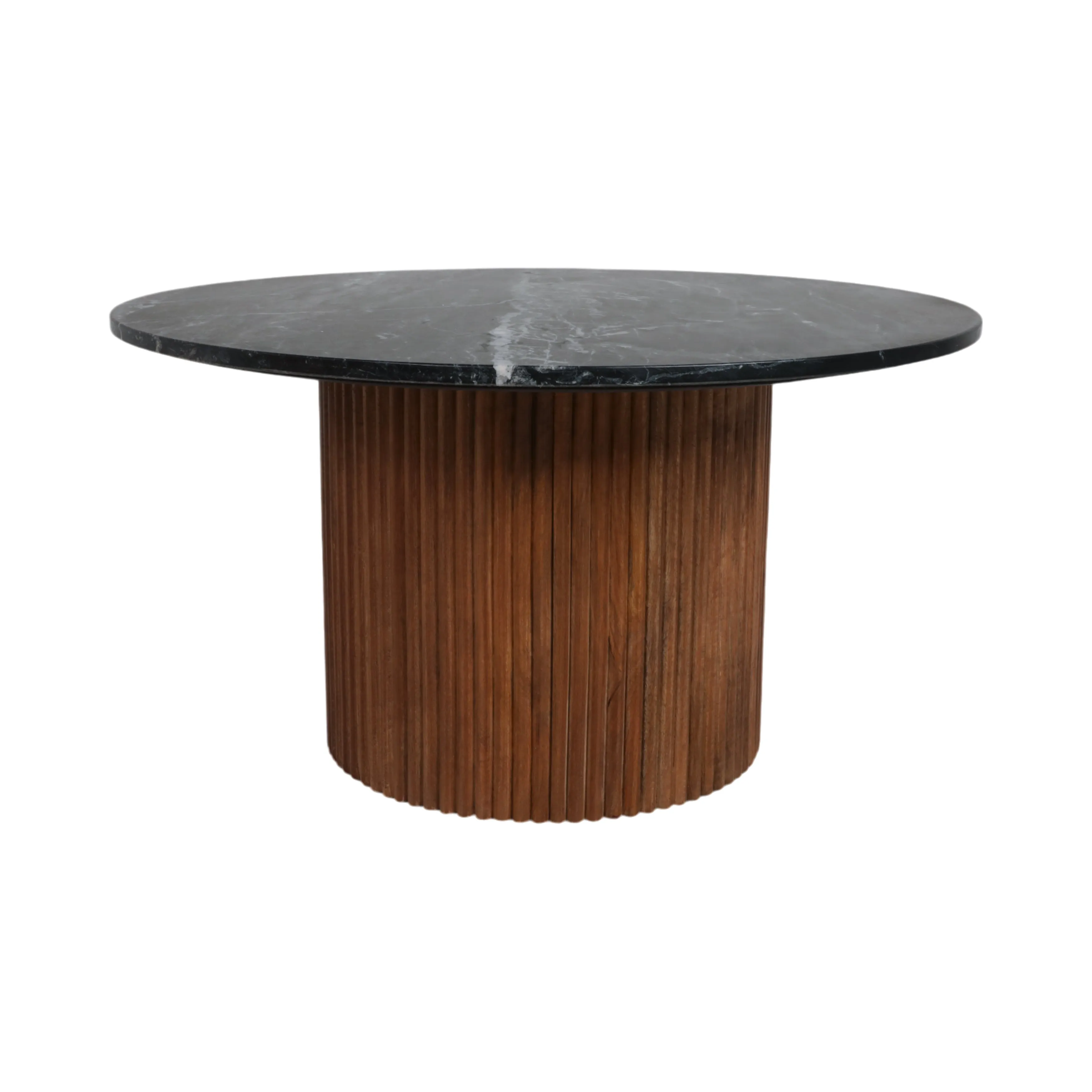 Wood/Marble, 34"D Reeded Coffee Table, Brwn/Blk Kd