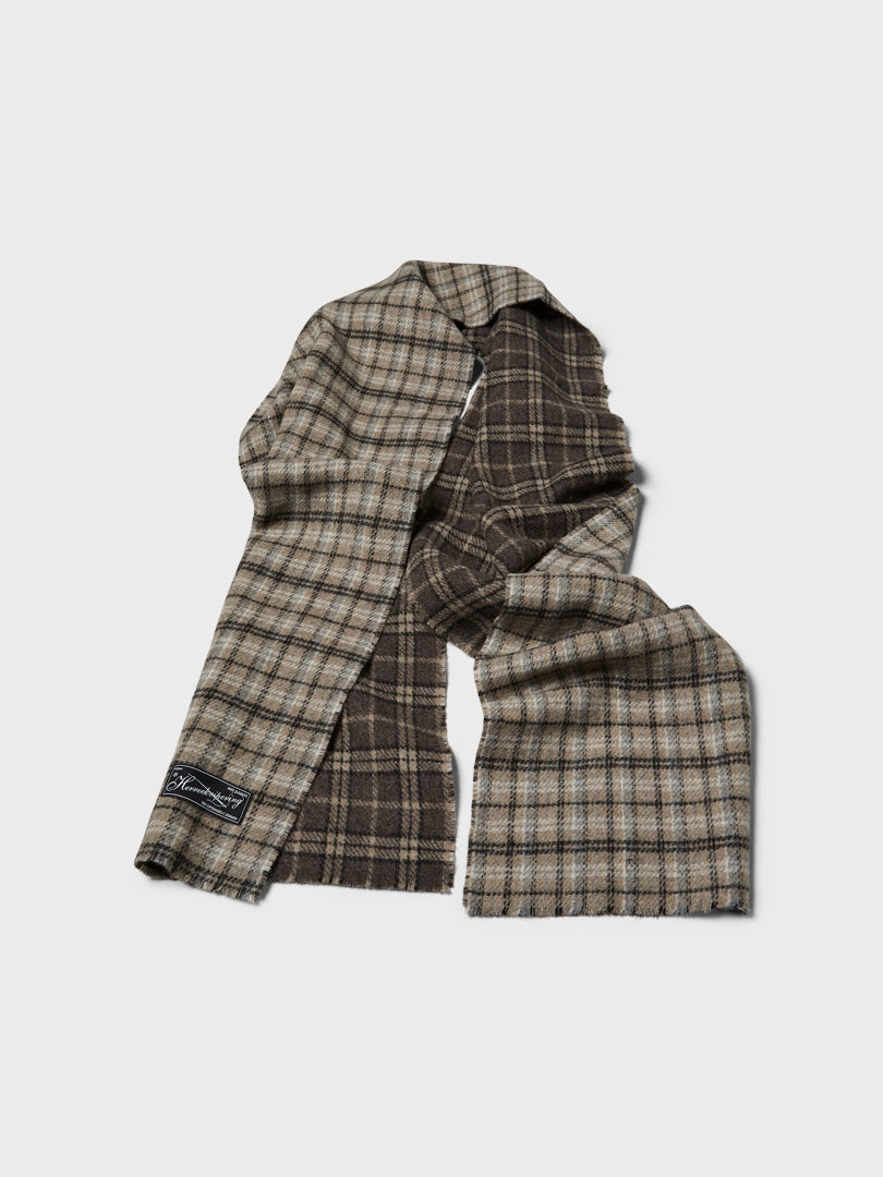 Todays Special Picks Perfect Gift Sale Wool Scarf In Brown Double Faced Check