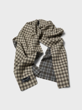 Wool Scarf In Grey Double Faced Check New Arrival Discount