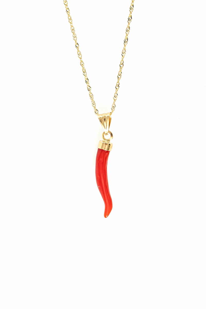 Limited Offer Alert Yellow Gold Chain With Coral Cornicello
